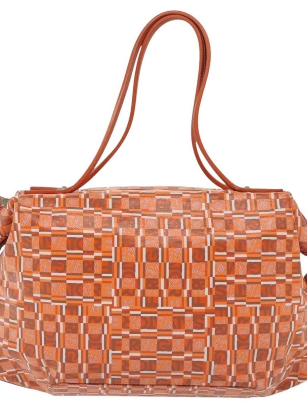 Salvatore Ferragamo Orange Woven-Check Shoulder Tote